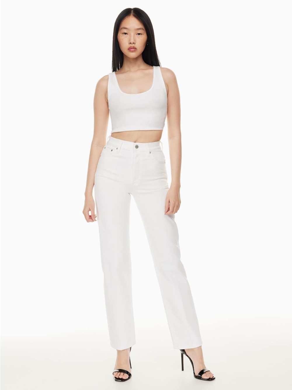Denim Forum Arlo White High Waisted Straight-Leg Jeans